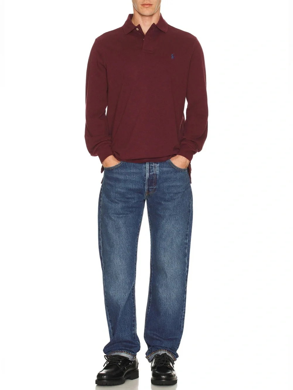 Ralph Lauren Men's Burgundy Long-Sleeve Polo